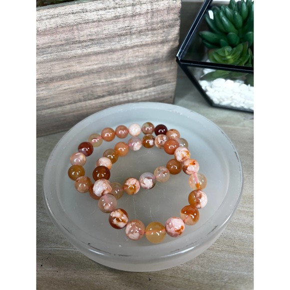 Carnelian Flower Agate Bracelet - Picture 1 of 5
